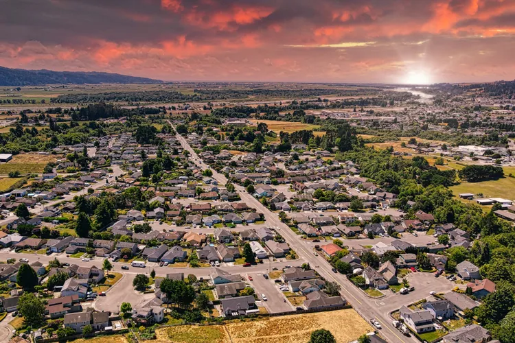 drone shot of fortuna, ca
